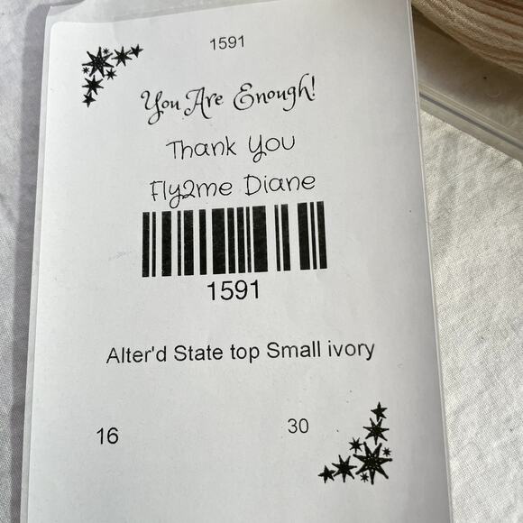 Alter'd Altered State size Small women's top Ivory lace 3/4 sleeve - Picture 11 of 11